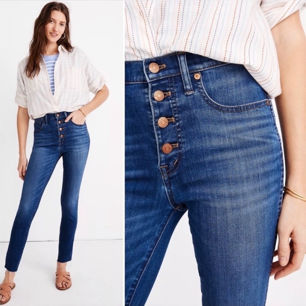 MADEWELL 10" High-Rise Skinny Crop Jeans Button Front Style K7520 Size 27
